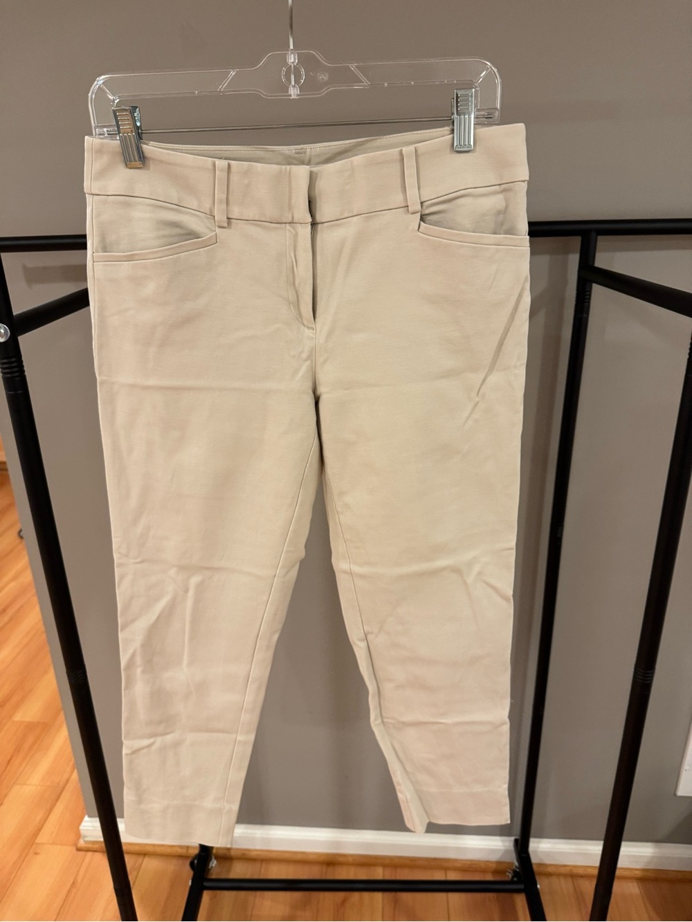 LOFT Cream Cropped Tailored Ankle Pants